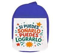 MERCHANDMANIA Mochila Azul frase motivadora soñar logro motivacion esfuerzo colegio picnic excursión deporte niños