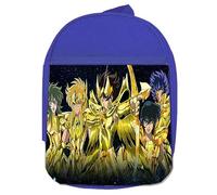 MERCHANDMANIA MOCHILA AZUL HEROES ARMADURAS DORADAS caballeros anime colegio picnic excursión deporte niños