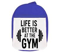 MERCHANDMANIA Mochila Azul life is better at gym la vida es mejor en el gimnasio colegio picnic excursión deporte niños