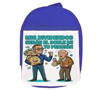 MERCHANDMANIA Mochila Azul maximus frase graciosa dividendos bolsa inversion colegio picnic excursión deporte niños