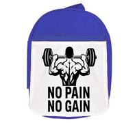 MERCHANDMANIA Mochila Azul no pain no gain sin dolor no hay musculos colegio picnic excursión deporte niños