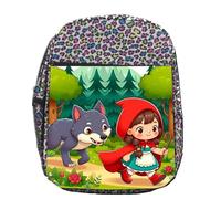 MERCHANDMANIA MOCHILA LUNARES ESTAMPADA caperucita roja y el lobo cuento niños infantil colegio picnic excursión deporte niños