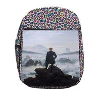 MERCHANDMANIA Mochila lunares estampada Caspar David Friedrich, El caminante sobre el mar de nubes colegio picnic excursión deporte niños