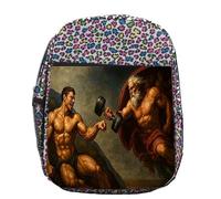 MERCHANDMANIA Mochila lunares estampada cuadro arte el creador musculos gimnasio calistenia colegio picnic excursión deporte niños