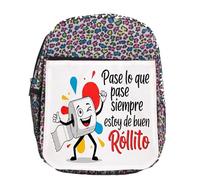 MERCHANDMANIA Mochila lunares estampada frase graciosa buen rollo positivo alegria colegio picnic excursión deporte niños