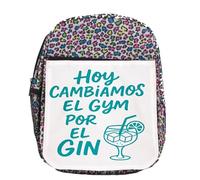 MERCHANDMANIA Mochila lunares estampada frase graciosa gimnasio deporte hoy cambiamos el gym por el gin colegio picnic excursión deporte niños