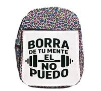 MERCHANDMANIA Mochila lunares estampada frase gym gimnasio deporte borra de tu mente el no puedo colegio picnic excursión deporte niños
