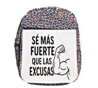 MERCHANDMANIA Mochila lunares estampada frase gym gimnasio deporte se más fuerte que las excusas colegio picnic excursión deporte niños