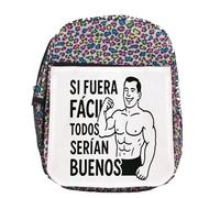 MERCHANDMANIA Mochila lunares estampada frase gym gimnasio deporte si fuera fácil todos serían buenos colegio picnic excursión deporte niños