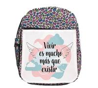 MERCHANDMANIA Mochila lunares estampada frase motivadora bonita filosófica vivir vida existir colegio picnic excursión deporte niños