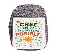 MERCHANDMANIA Mochila lunares estampada frase motivadora esfuerzo trabajo sueños colegio picnic excursión deporte niños