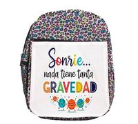 MERCHANDMANIA Mochila lunares estampada frase motivadora sonrisa amigos amistad gente colegio picnic excursión deporte niños