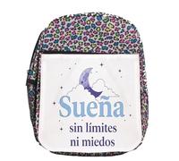 MERCHANDMANIA Mochila lunares estampada frase motivadora sueño romper limite lucha futuro colegio picnic excursión deporte niños