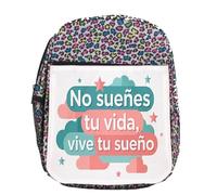 MERCHANDMANIA Mochila lunares estampada frase motivadora vivir sueño futuro esfuerzo colegio picnic excursión deporte niños
