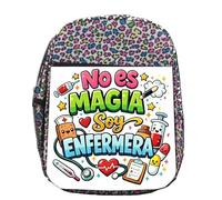 MERCHANDMANIA Mochila lunares estampada meme frase graciosa no es magia soy enfermera colegio picnic excursión deporte niños