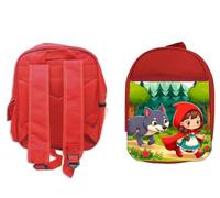 MERCHANDMANIA MOCHILA ROJA caperucita roja y el lobo cuento niños infantil colegio picnic excursión deporte niños