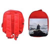 MERCHANDMANIA Mochila Roja Caspar David Friedrich, El caminante sobre el mar de nubes colegio picnic excursión deporte niños