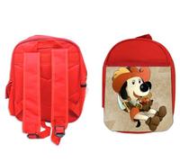 MERCHANDMANIA Mochila Roja dibujos infantiles perro luchador espadas mosqueteros colegio picnic excursión deporte niños