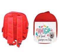 MERCHANDMANIA Mochila Roja frase graciosa bonita amiga amistad amigo colegio picnic excursión deporte niños