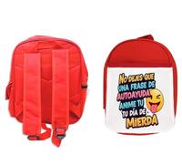 MERCHANDMANIA Mochila Roja frase graciosa mal dia depresión mental chiste colegio picnic excursión deporte niños