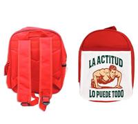 MERCHANDMANIA Mochila Roja frase gym gimnasio deporte la actitud lo puede todo colegio picnic excursión deporte niños