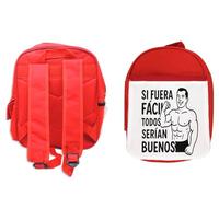 MERCHANDMANIA Mochila Roja frase gym gimnasio deporte si fuera fácil todos serían buenos colegio picnic excursión deporte niños