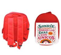 MERCHANDMANIA Mochila Roja frase motivadora sonrisa actitud feliz colegio picnic excursión deporte niños