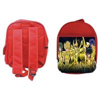 MERCHANDMANIA MOCHILA ROJA HEROES ARMADURAS DORADAS caballeros anime colegio picnic excursión deporte niños