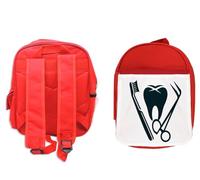 MERCHANDMANIA MOCHILA ROJA logo dentista profesion dientes medico colegio picnic excursión deporte niños