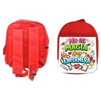 MERCHANDMANIA Mochila Roja meme frase graciosa no es magia soy enfermera colegio picnic excursión deporte niños