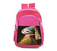 MERCHANDMANIA Mochila Rosa adulto cuadro arte ja joven de la perla gata gato linda cute colegio picnic excursión deporte adolescentes