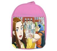 MERCHANDMANIA Mochila Rosa anime serie Darwin Jihen dibujos mono evolucion colegio picnic excursión deporte niños