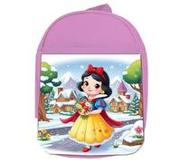 MERCHANDMANIA MOCHILA ROSA blancanieves y los siete enanitos cuento niños colegio picnic excursión deporte niños