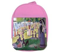 MERCHANDMANIA Mochila Rosa cuadro arte Tarde de domingo en la isla de la Grande Jatte colegio picnic excursión deporte niños