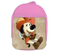 MERCHANDMANIA Mochila Rosa dibujos infantiles perro luchador espadas mosqueteros colegio picnic excursión deporte niños