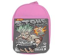 MERCHANDMANIA Mochila Rosa doctor dr stone senku desayuno piedra cereales gracioso colegio picnic excursión deporte niños