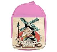 MERCHANDMANIA MOCHILA ROSA DON QUIJOTE DE LA MANCHA novela caballero colegio picnic excursión deporte niños