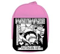 MERCHANDMANIA Mochila Rosa frase graciosa anime dark gotico dead muerte metal colegio picnic excursión deporte niños
