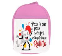 MERCHANDMANIA Mochila Rosa frase graciosa buen rollo positivo alegria colegio picnic excursión deporte niños