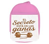 MERCHANDMANIA Mochila Rosa frase gym gimnasio deporte el secreto está en las ganas colegio picnic excursión deporte niños