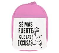 MERCHANDMANIA Mochila Rosa frase gym gimnasio deporte se más fuerte que las excusas colegio picnic excursión deporte niños