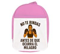 MERCHANDMANIA Mochila Rosa frase motivacion ejercicio gimnasio milagro feminista colegio picnic excursión deporte niños