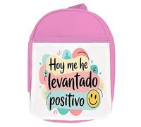 MERCHANDMANIA Mochila Rosa frase motivadora feliz positiva felicidad colegio picnic excursión deporte niños