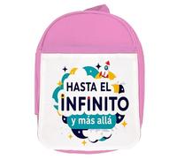 MERCHANDMANIA Mochila Rosa frase motivadora pelicula hasta el infinito y mas alla colegio picnic excursión deporte niños