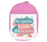 MERCHANDMANIA Mochila Rosa frase motivadora vivir sueño futuro esfuerzo colegio picnic excursión deporte niños