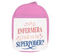 MERCHANDMANIA Mochila Rosa meme frase soy enfermera cual es tu superpoder colegio picnic excursión deporte niños