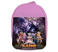 MERCHANDMANIA Mochila Rosa serie anime dr stone cuarta saga temporada personajes colegio picnic excursión deporte niños