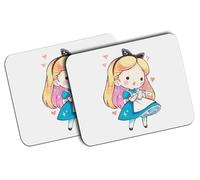 MERCHANDMANIA Pack 2 Alfombrillas Grandes Alicia Pais Maravillas Chibi Kawaii Linda Cute Anime Mousepad Raton