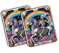 MERCHANDMANIA Pack 2 Alfombrillas Grandes Carta Tarot Graciosa Meme Alegria Locura Unicornio Fiesta Mousepad Raton