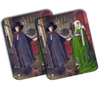 MERCHANDMANIA Pack 2 Alfombrillas Grandes Cuadro Arte Jan Van Eyck, El Retrato de Arnolfini Mousepad Raton